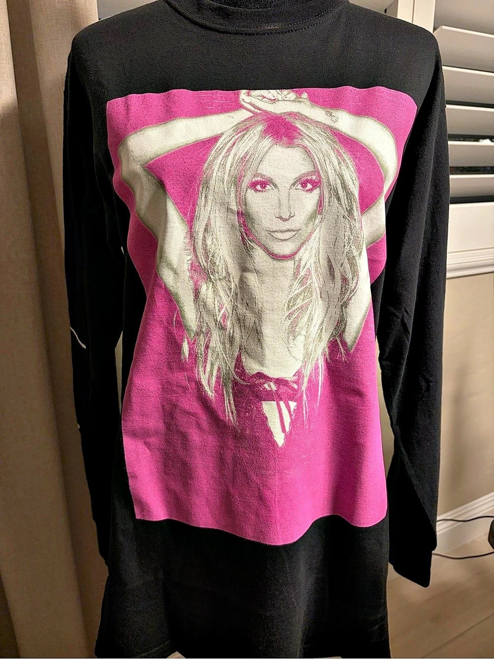 Britney Spears Long Sleeve Graphic Tee Black & Pink Medium
